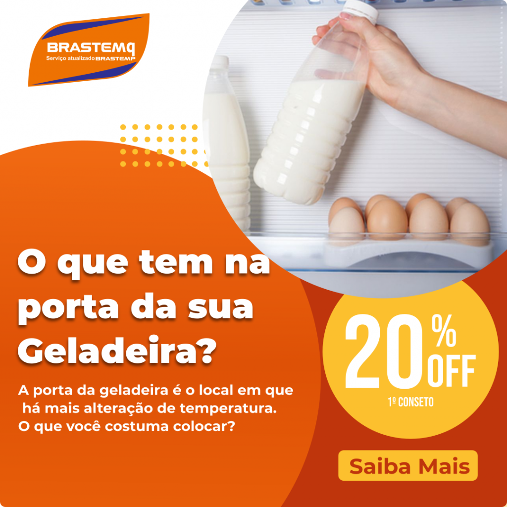 o que tem na porta da geladeira